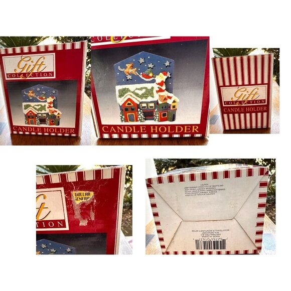 VTG Gift Collection Candle Holder New Christmas Rudolph Reindeer Santa C… - Picture 10 of 11